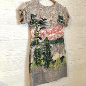 French Connection Winter Mountain Silk Blend Dress, Sz 0